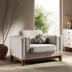 Dipley Oatmeal Fabric Sofa, 1-Seater