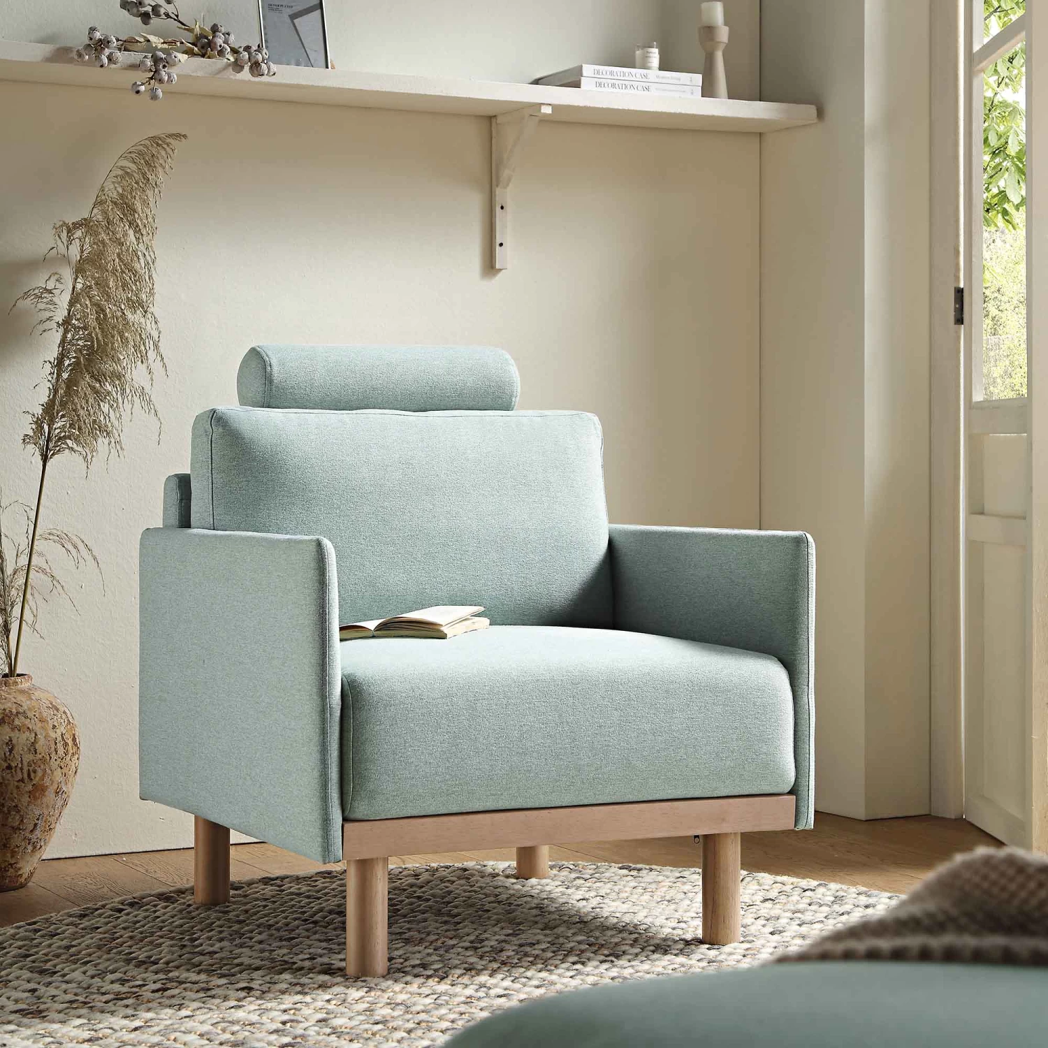 Timber Sage Green Fabric Armchair 3 Timber Sage Green Fabric Armchair