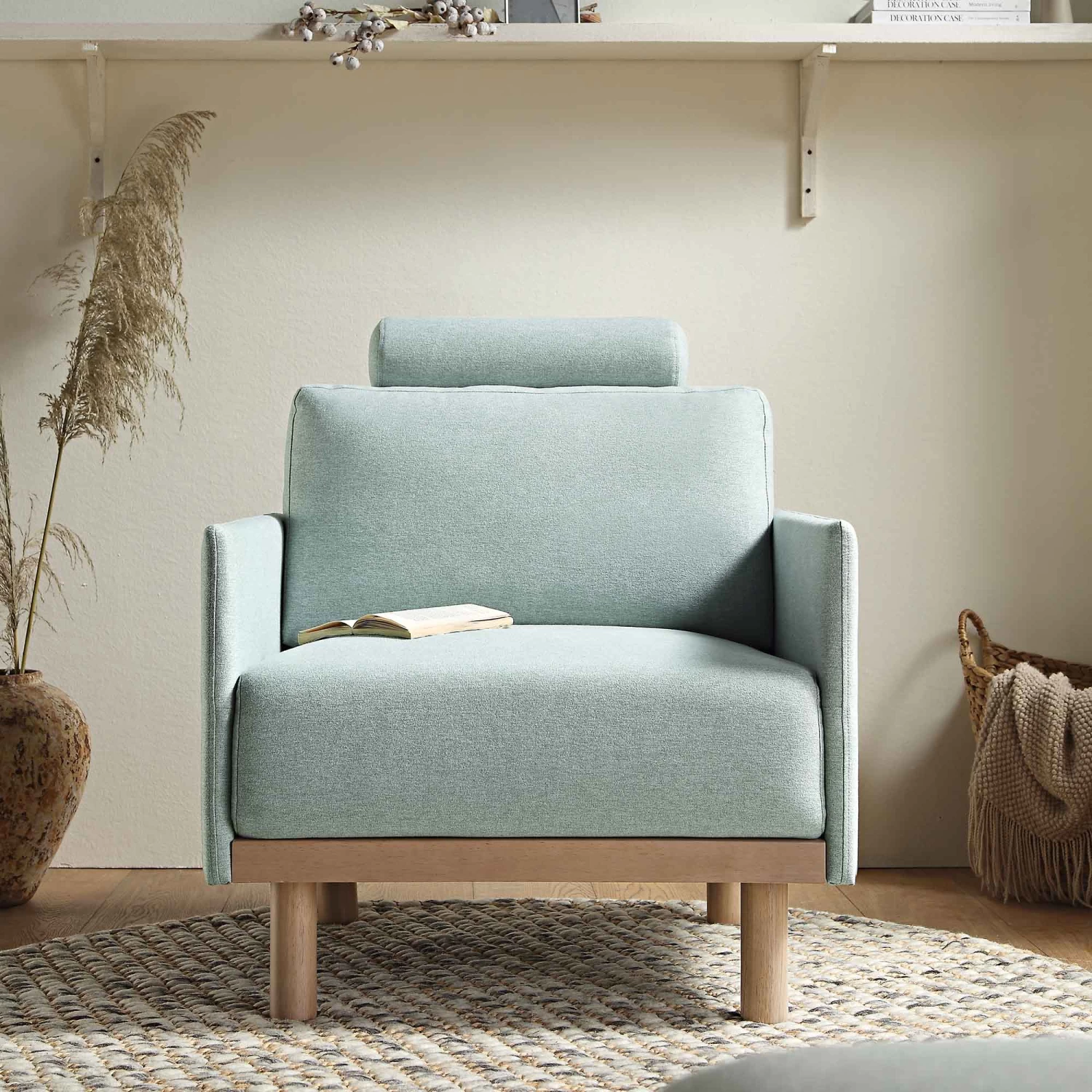 Timber Sage Green Fabric Armchair 4 Timber Sage Green Fabric Armchair - Image 2