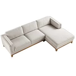 Dipley Oatmeal Woven Fabric Sofa, Grande Chaise Sofa Right Hand -Garden Store GCSF 2398 OAT WOV RIGHT WB3