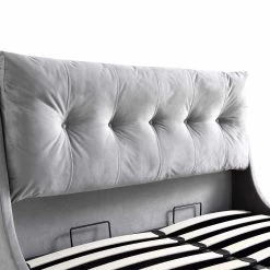 Hadley Grey Velvet Ottoman Storage Bed -Garden Store JAH 010 GREYVEL detail1