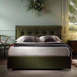 Hadley Moss Green Velvet Ottoman Storage Bed -Garden Store JAH 010 MOSS VEL scene1