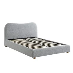 Egerie Curved Headboard Mist Grey Boucle Ottoman Storage Bed -Garden Store JAH 011 GREY BOUCLE WB2