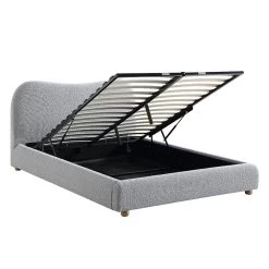 Egerie Curved Headboard Mist Grey Boucle Ottoman Storage Bed -Garden Store JAH 011 GREY BOUCLE WB3