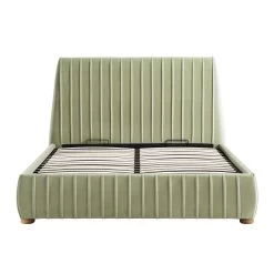 Helia Pleated Ottoman Storage Bed, Lichen Velvet -Garden Store JAH 012 LICHEN VEL WB1
