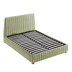 Helia Pleated Ottoman Storage Bed, Lichen Velvet -Garden Store JAH 012 LICHEN VEL WB4