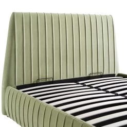 Helia Pleated Ottoman Storage Bed, Lichen Velvet -Garden Store JAH 012 LICHEN VEL detail1