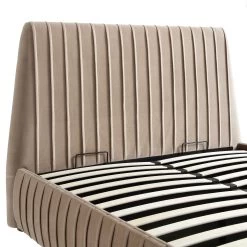 Helia Pleated Ottoman Storage Bed, Taupe Velvet -Garden Store JAH 012 MINK VEL detail1