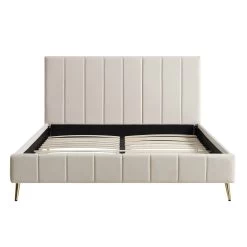 Sylvie Velvet Upholstered Bed Frame With Golden Chrome Legs, Champagne Velvet -Garden Store JAH 06 CHAMPVEL WB1