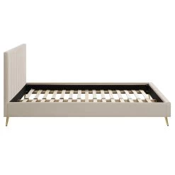 Sylvie Velvet Upholstered Bed Frame With Golden Chrome Legs, Champagne Velvet -Garden Store JAH 06 CHAMPVEL WB4
