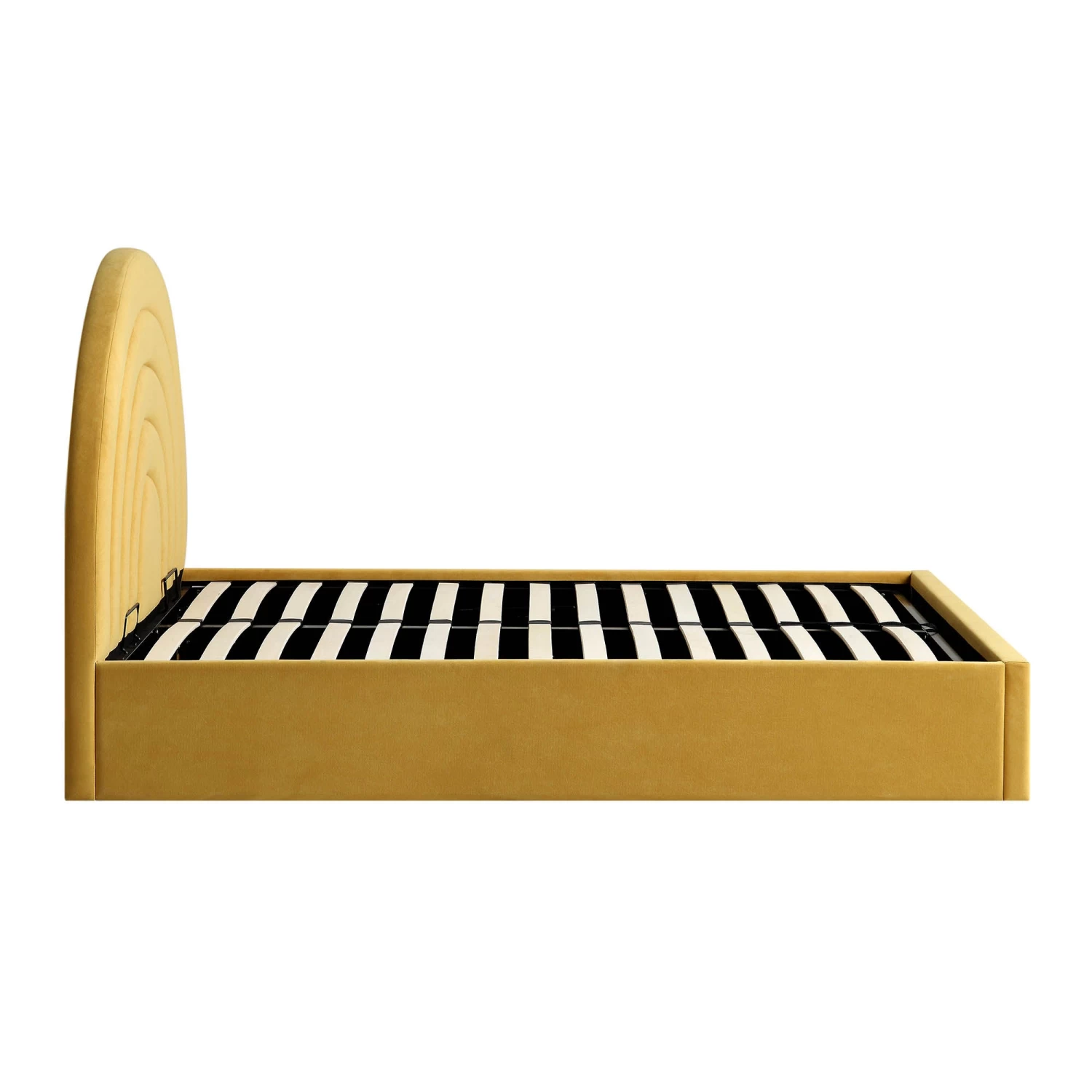 Archer Mustard Yellow Velvet Ottoman Storage Bed 11 Archer Mustard Yellow Velvet Ottoman Storage Bed - Image 9