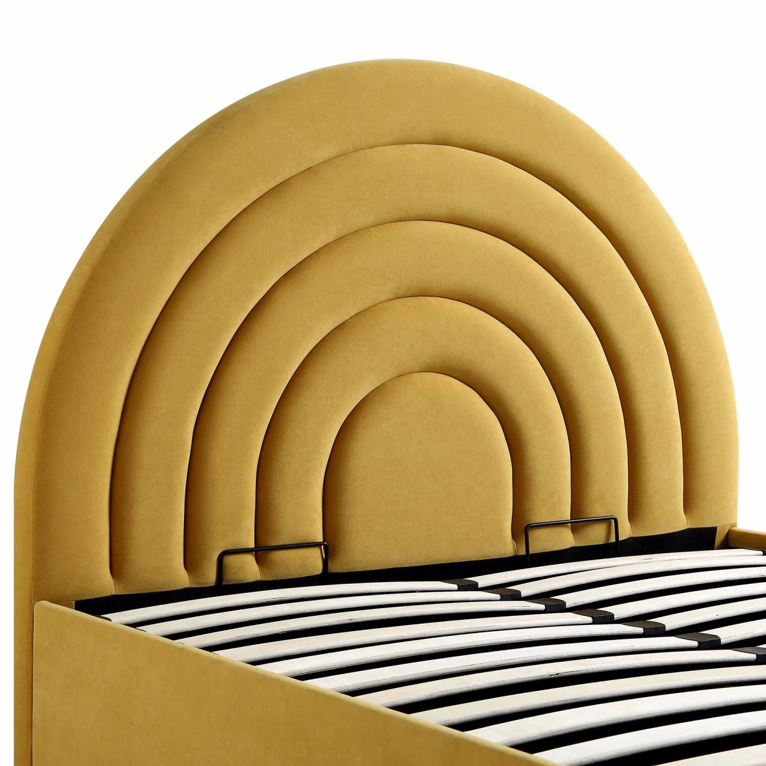 Archer Mustard Yellow Velvet Ottoman Storage Bed 12 Archer Mustard Yellow Velvet Ottoman Storage Bed - Image 10