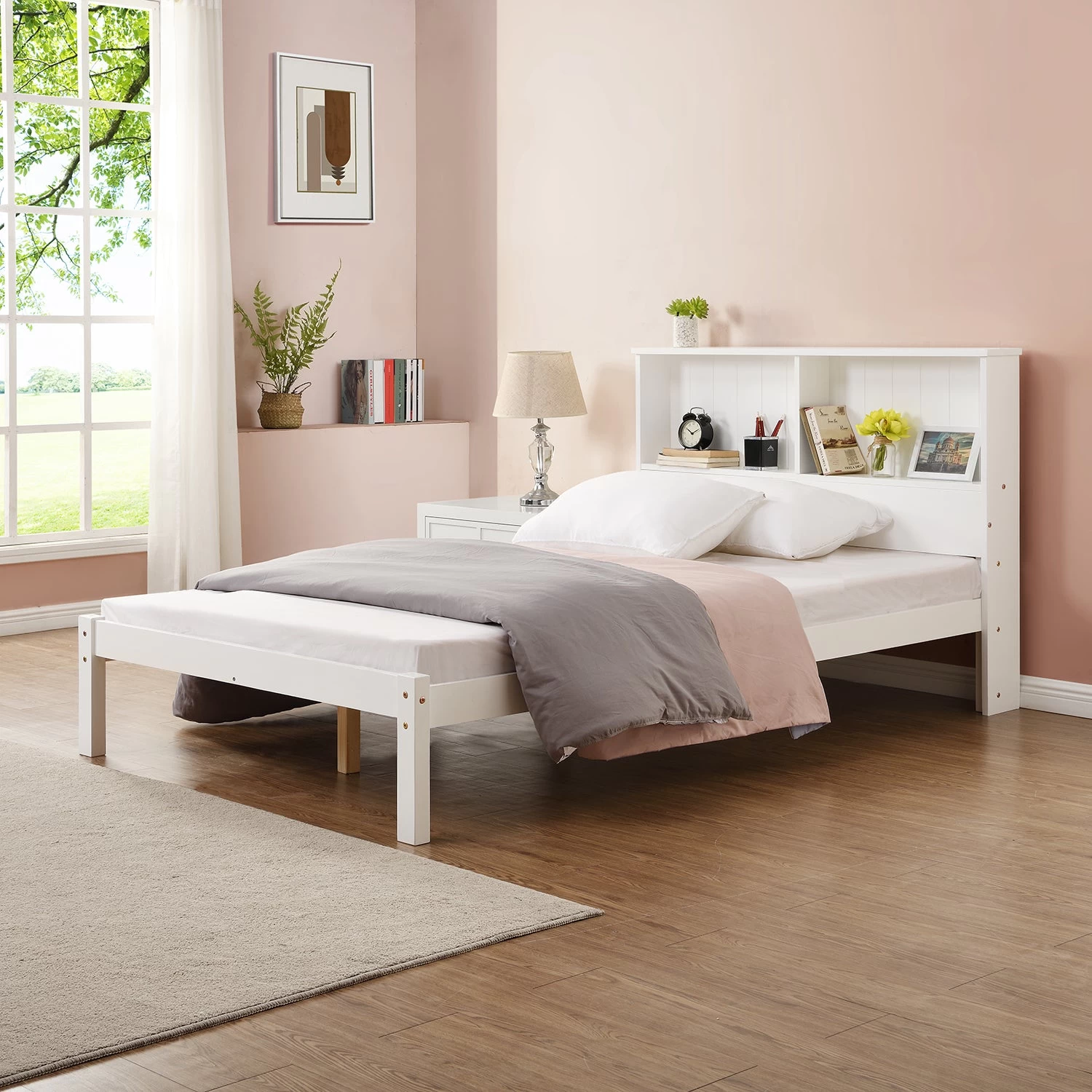 Elgin Wooden Bed Frame With Shelf Headboard 4 Elgin Wooden Bed Frame With Shelf Headboard - Image 2
