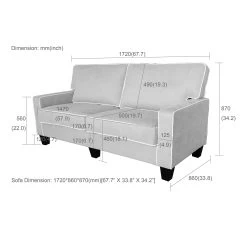 Sherbrook Large 2-Seater Mint Brushed Fabric Sofa With Contrasting Piping -Garden Store LVSF 02 newversion dimensionraw 01fdc106 7502 4a49 8e12 eb53bfb1dddb