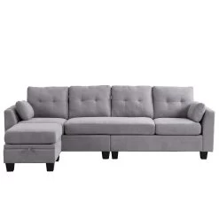 Brunswick Large 4-Seater Storage Chaise Sofa In Light Grey -Garden Store LVSF 03 LIGHTGREY WB1