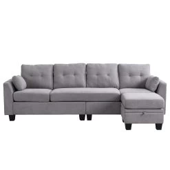 Brunswick Large 4-Seater Storage Chaise Sofa In Light Grey -Garden Store LVSF 03 LIGHTGREY WB2