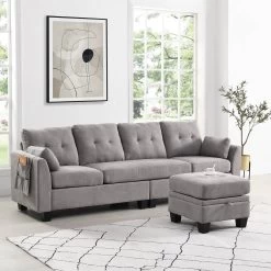 Brunswick Large 4-Seater Storage Chaise Sofa In Light Grey -Garden Store LVSF 03 LIGHTGREY scene3