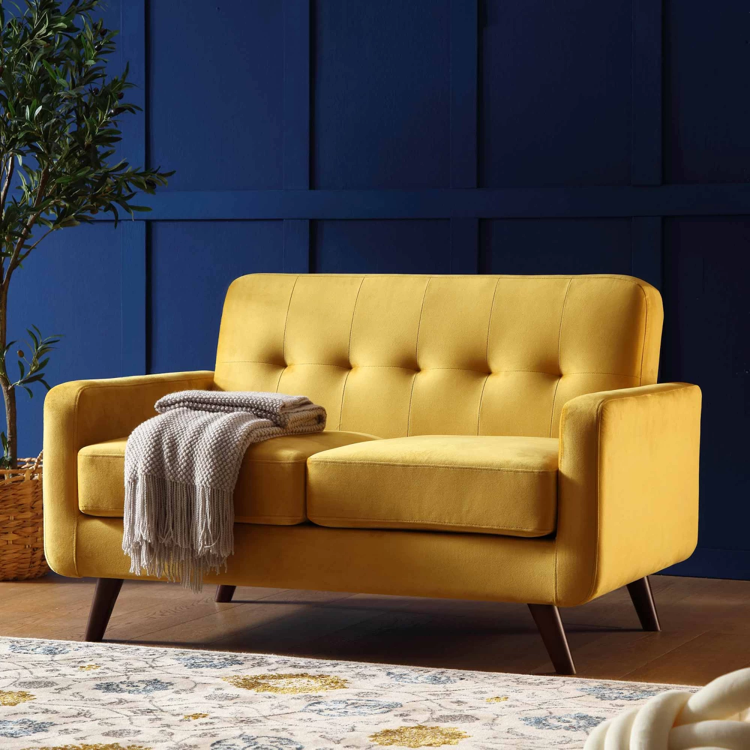 Clarence 2-Seater Sofa In Mustard Yellow Velvet 4 Clarence 2-Seater Sofa In Mustard Yellow Velvet - Image 2