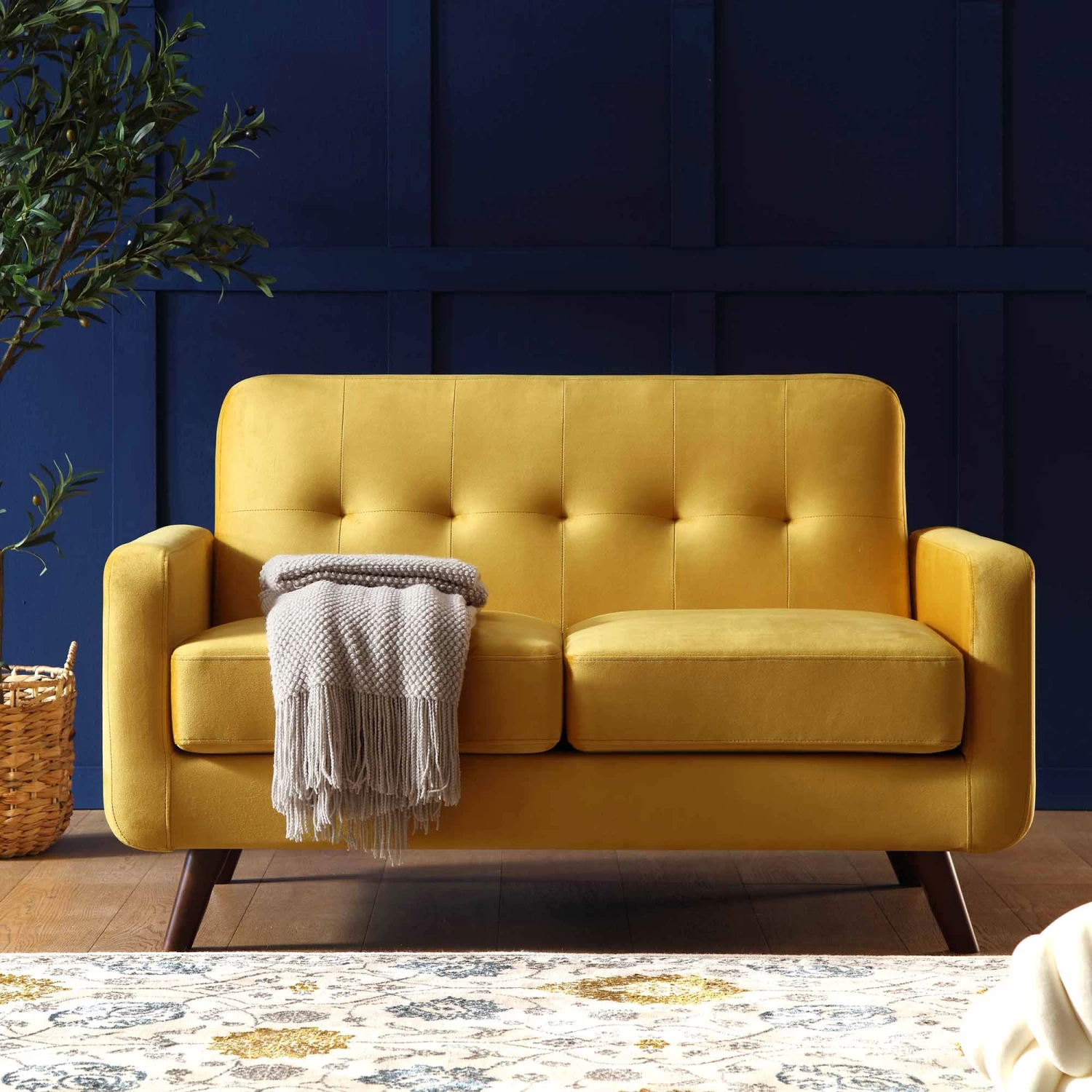 Clarence 2-Seater Sofa In Mustard Yellow Velvet 3 Clarence 2-Seater Sofa In Mustard Yellow Velvet