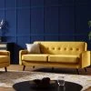 Clarence 3-Seater Sofa In Mustard Yellow Velvet -Garden Store LVSF 06 MUSTARDVEL 3ST scene1
