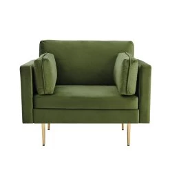 Pelham Moss Green Velvet Fabric Armchair -Garden Store LVSF 386 GREENVEL 1ST WB1