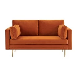 Pelham Orange Velvet Fabric Sofa -Garden Store LVSF 386 ORANGEVEL 2ST 2