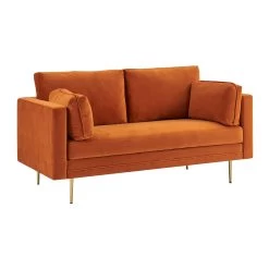 Pelham Orange Velvet Fabric Sofa -Garden Store LVSF 386 ORANGEVEL 2ST 3