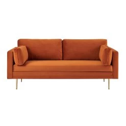 Pelham Orange Velvet Fabric Sofa -Garden Store LVSF 386 ORANGEVEL 3ST 2