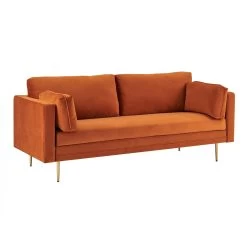 Pelham Orange Velvet Fabric Sofa -Garden Store LVSF 386 ORANGEVEL 3ST 3