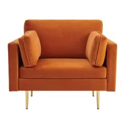 Pelham Orange Velvet Fabric Armchair 11 Pelham Orange Velvet Fabric Armchair -Garden Store LVSF 89 ORANGEVEL 1ST WB1