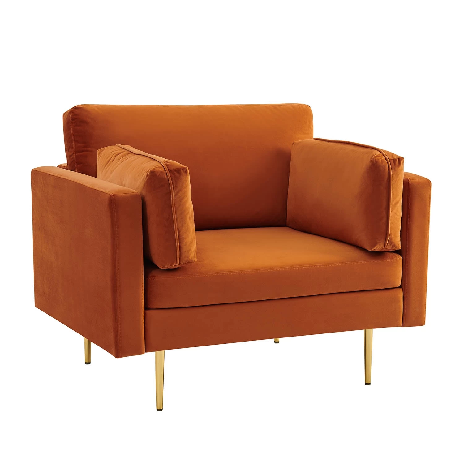 Pelham Orange Velvet Fabric Armchair 6 Pelham Orange Velvet Fabric Armchair - Image 4