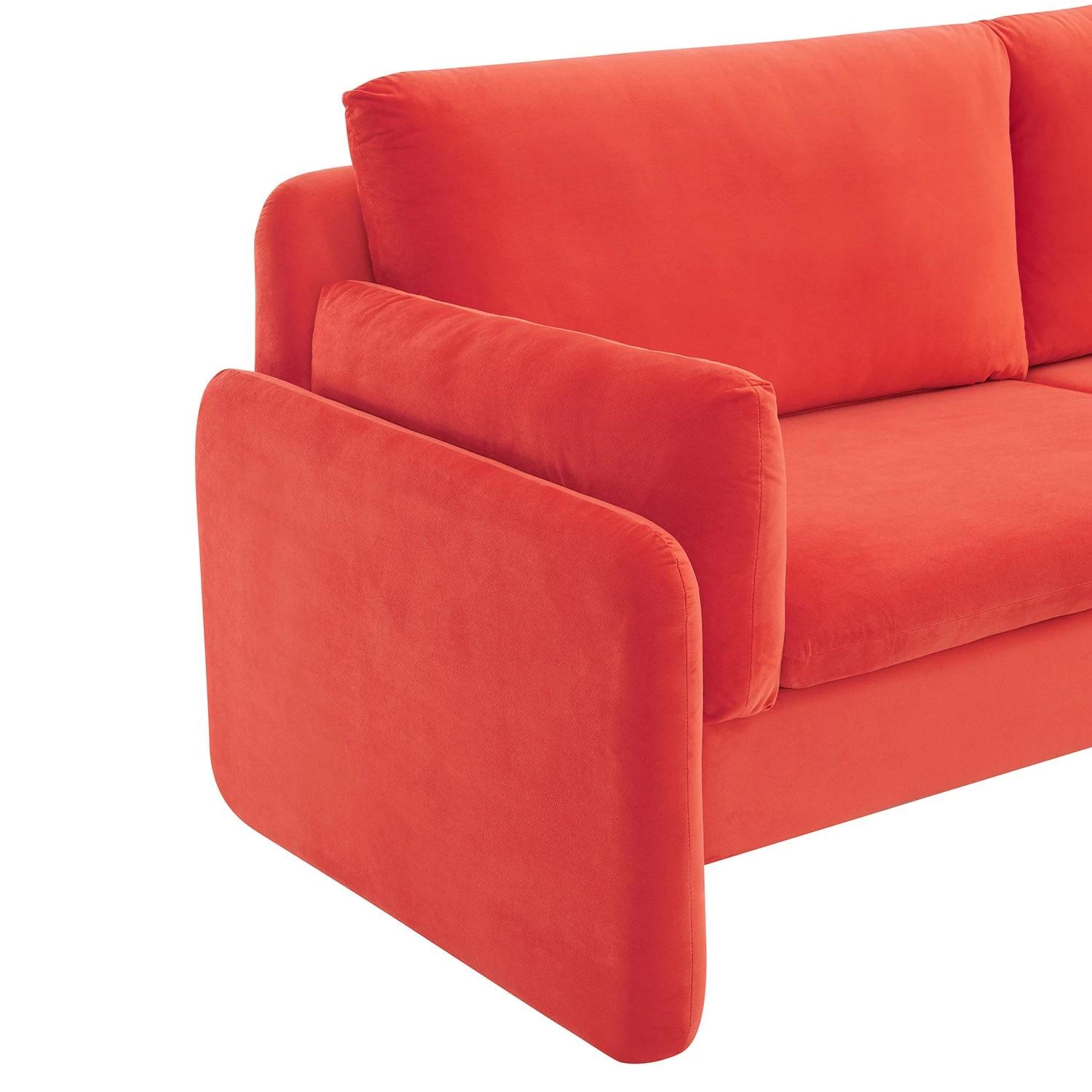 Clapham 2-Seater Flaming Orange Velvet Fabric Sofa 10 Clapham 2-Seater Flaming Orange Velvet Fabric Sofa - Image 8