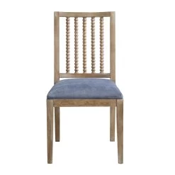 Hemingford Set Of 2 Blue Grey Velvet Bobbin Spindle Dining Chair -Garden Store LW DCH 511 BLUEVEL 2P WB3