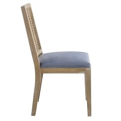 Hemingford Set Of 2 Blue Grey Velvet Bobbin Spindle Dining Chair -Garden Store LW DCH 511 BLUEVEL 2P WB4
