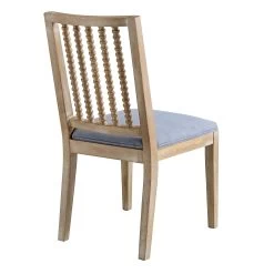 Hemingford Set Of 2 Blue Grey Velvet Bobbin Spindle Dining Chair -Garden Store LW DCH 511 BLUEVEL 2P WB5