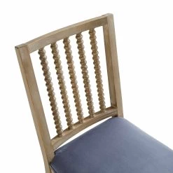 Hemingford Set Of 2 Blue Grey Velvet Bobbin Spindle Dining Chair -Garden Store LW DCH 511 BLUEVEL 2P detail1