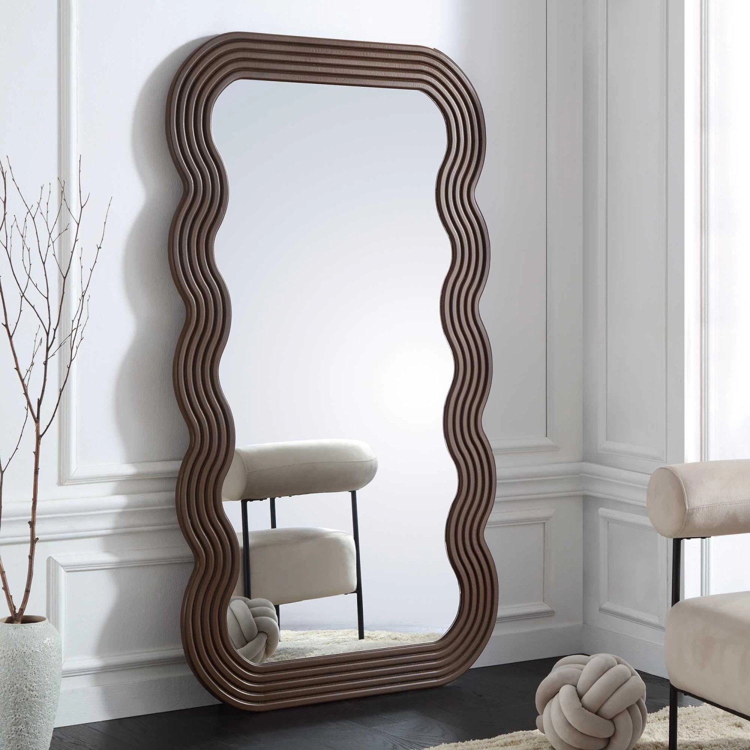 Venus Full Length Wave Mirror 180 X 100 Cm, Walnut 3 Venus Full Length Wave Mirror 180 X 100 Cm, Walnut