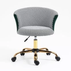 Kylie Houndstooth And Velvet Swivel Chair -Garden Store MO103HOUNDSTOOTH 2