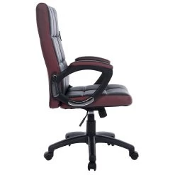 Waffle Contrasting Panels High Back PU Leather Swivel Executive Office Chair, Black & Brown -Garden Store MO39 BROWN 3