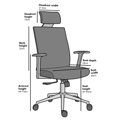 Joni High Back Mesh Office Chair With Headrest In Grey -Garden Store MO96GREY size b9281e43 19e0 4c99 994b 62c558e12a1a