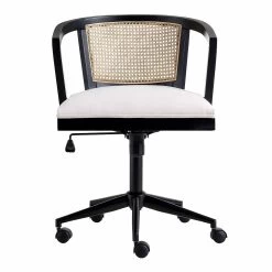 Lucia Natural Cane Swivel Desk Chair -Garden Store OCH 035 BLACK BEIGEFAB WB3