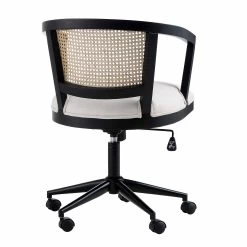 Lucia Natural Cane Swivel Desk Chair -Garden Store OCH 035 BLACK BEIGEFAB WB5