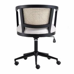 Lucia Natural Cane Swivel Desk Chair -Garden Store OCH 035 BLACK BEIGEFAB WB6