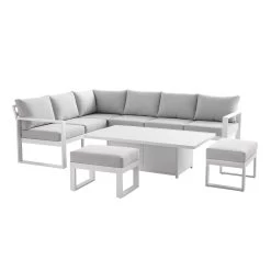 Albany Aluminium Large Corner Casual Dining Set With Rising Table, White -Garden Store OD DINE 1045 WHITE WB1