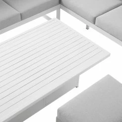 Albany Aluminium Large Corner Casual Dining Set With Rising Table, White -Garden Store OD DINE 1045 WHITE detail2