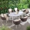 Montebello 6-Seater Outdoor Taupe Rope And Aluminium Oval Dining Set With White Ceramic Dining Table 2 Montebello 6-Seater Outdoor Taupe Rope And Aluminium Oval Dining Set With White Ceramic Dining Table -Garden Store OD DINE 1072 WHITE main