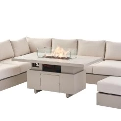 Jardin Aluminium Large Corner Casual Dining Set With Rising Firepit Table, Pumice 25 Jardin Aluminium Large Corner Casual Dining Set With Rising Firepit Table, Pumice -Garden Store OD DINE 906 PUMICE SET detail1