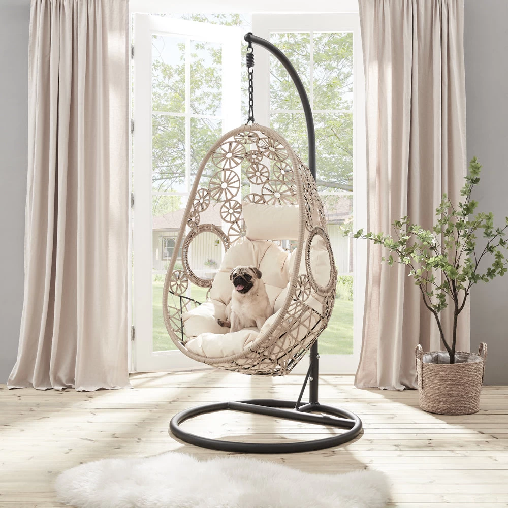 Daisy Floral Pattern Indoor Outdoor Hanging Chair 3 Daisy Floral Pattern Indoor Outdoor Hanging Chair