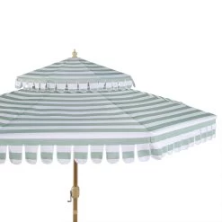Fabienne Sage Green And White Striped 3M Double Top Crank And Tilt Parasol -Garden Store OD PRSL 42 GREENSTRIPE detail1