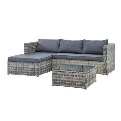 Troy Corner Rattan Garden Sofa Set With Table -Garden Store OD SF 005 GREY 3